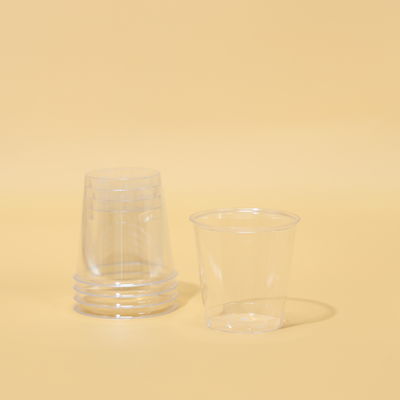 Round 90ML Transparent PS Plastic Cups for Hot And Cold Beverages With Custom Printed Logo