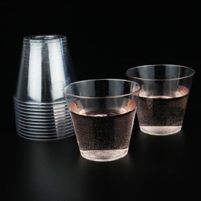 Transparent 8g PS Round Cups for Hot / Cold Beverages Water Juice Wine - 5OZ Capacity