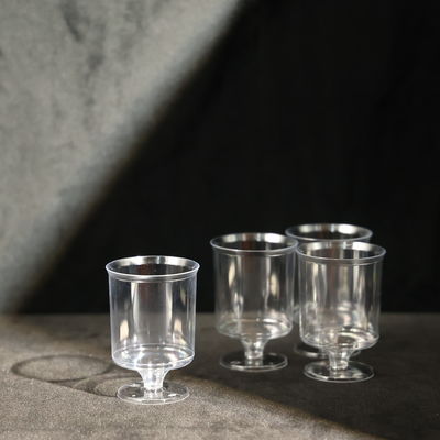 FDA Approved 5oz Round Goblet Plastic Cups PS Material For Champagne And Wine Use