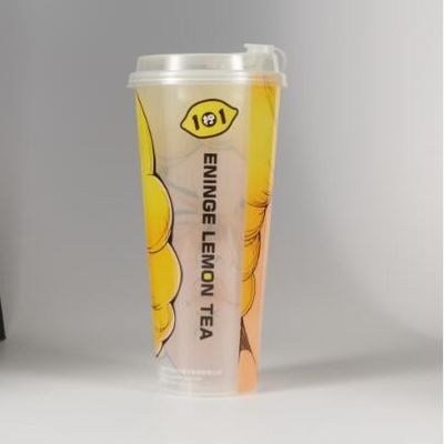 Customized Logo Round Disposable Plastic Cup With Lid for Restaurants