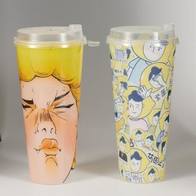 Customized Logo Round Disposable Plastic Cup With Lid for Restaurants