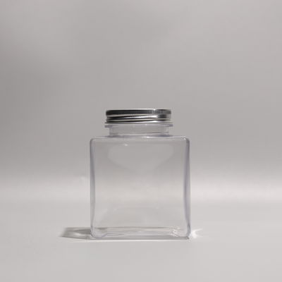 Square Plastic PET Bottle Juice Bottles Disposable Boba Tea Bottle With Reusable Aluminum Lid