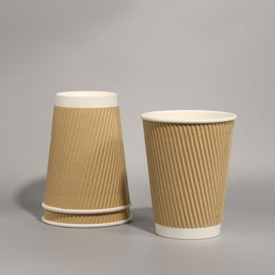 12OZ / 16OZ Disposable Paper Cup With Snap On Lid Custom Printed Paper Coffee Cups