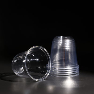 BPA Bebas Cangkir PET Plastik Terbentuk Terpadu Cangkir Minuman Dingin Plastik Custom Dengan Tutup