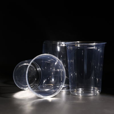 32OZ Food Grade Plastic PET Cup With Dome/Flat Lid Disposable Cold Coffee Cups