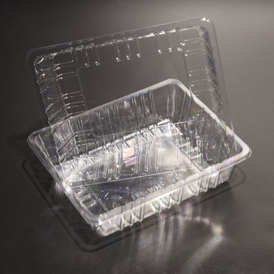 Stackable BPA Free Plastic Food Tray PET Eco Friendly Disposable Tray With Sealing Lid