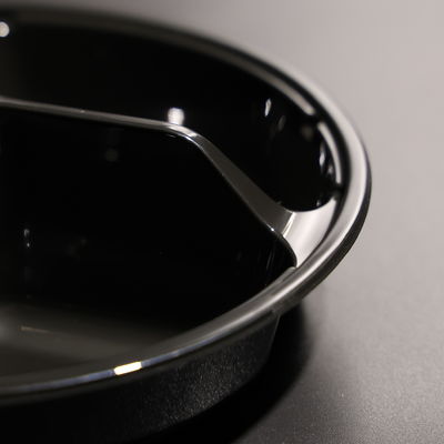 Black 3-Compartment Disposable PET Plastic Tray For Takeaway Food