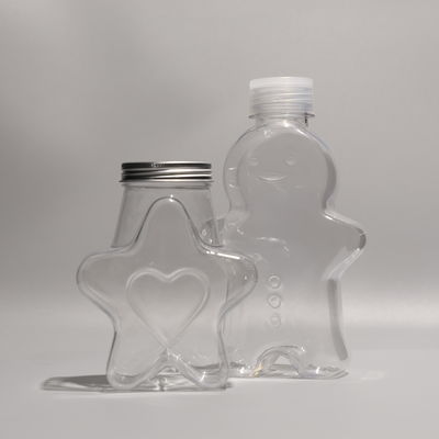 Different Shape Food Grade PET Plastic Bottles with Screw On Lid For Boba Tea