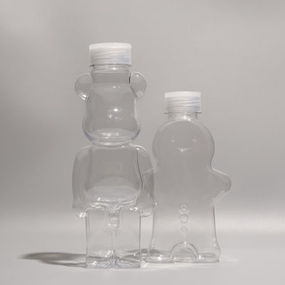 Different Shape Food Grade PET Plastic Bottles with Screw On Lid For Boba Tea