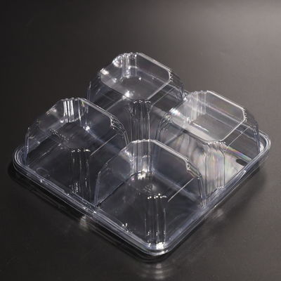 PET 4-Compartment Food Container With Lid For Fresh Fruit And Vegetable