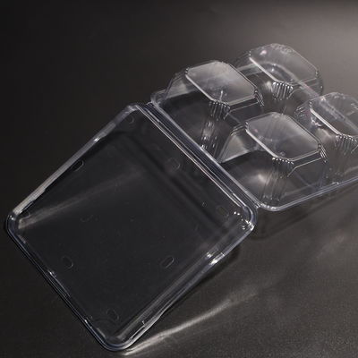 PET 4-Compartment Food Container With Lid For Fresh Fruit And Vegetable