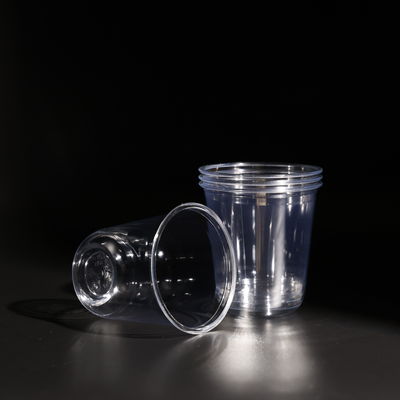 14OZ Volume Clear Disposable PET Cups With Dome And Flat Lids Stackable