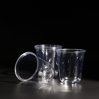 14OZ Volume U Shape Clear Disposable PET Cups With Dome And Flat Lids For On-the-Go Juices